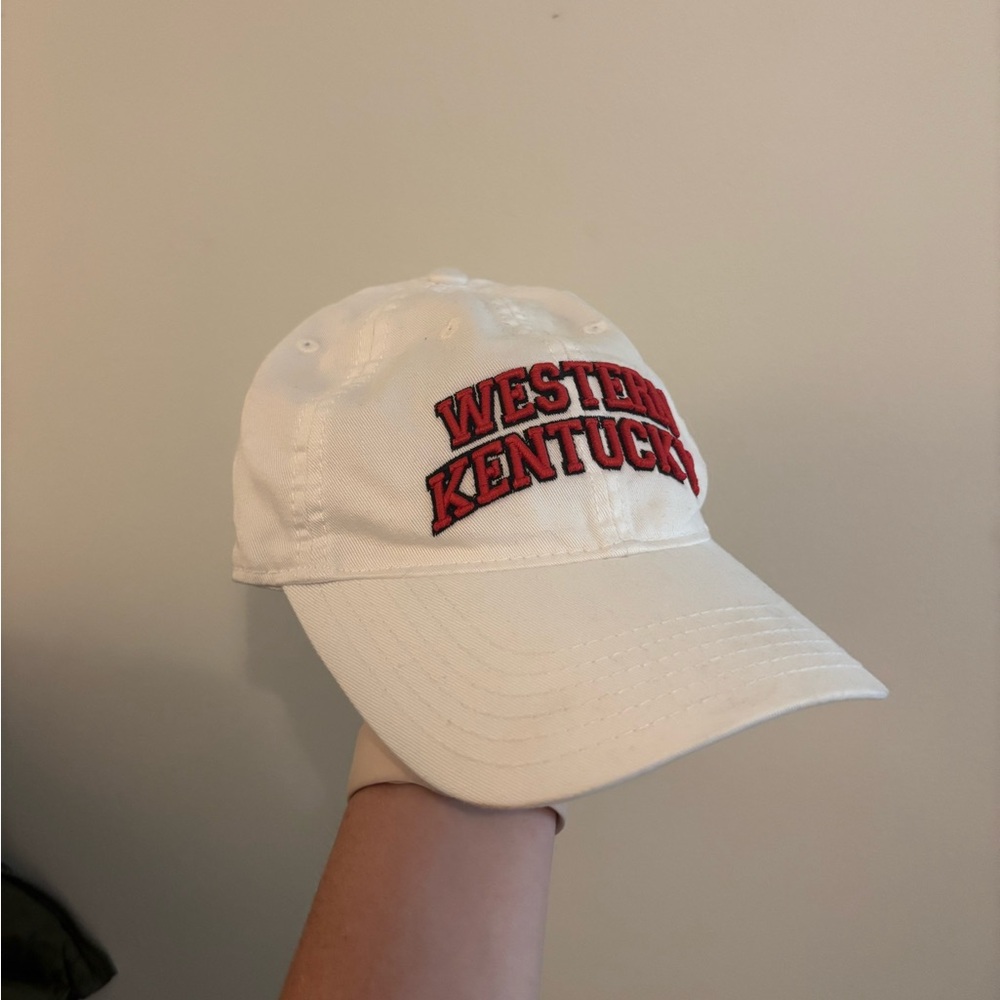 White and red Western Kentucky University hat